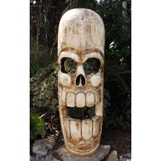 Huge Tribal Skull Pirate Wood Wall Mask Statue Tattoo Art Tiki Bar 40" Man Cave   263250507132